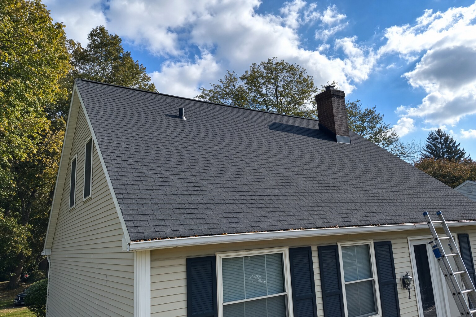Slate-gray asphalt shingle roof — solar arrays live on roofs we also clean